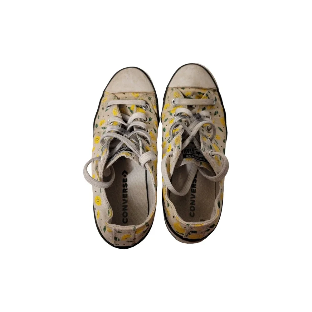 Converse Lemon Print Low Top Sneakers Juniors Youth Size 3 Yellow Lace Up